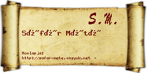 Sáfár Máté névjegykártya
