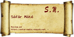 Sáfár Máté névjegykártya